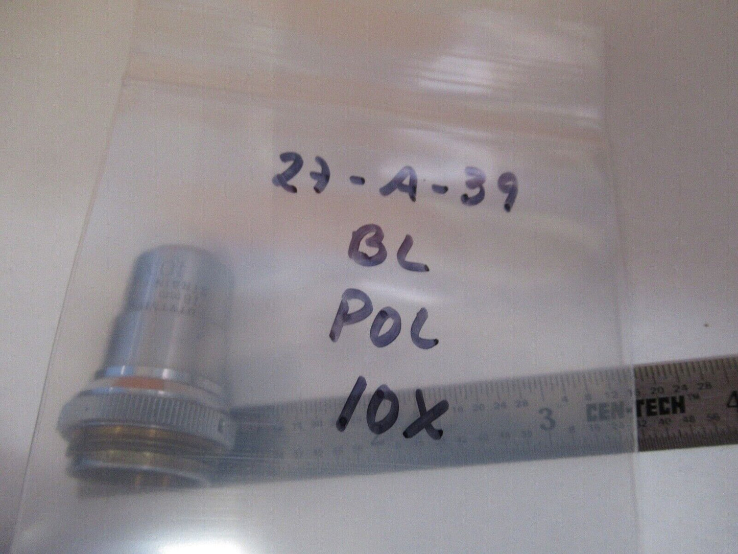 BAUSCH LOMB POL OPTICS OBJECTIVE 10X LENS MICROSCOPE PART AS PICTURED &27-A-39