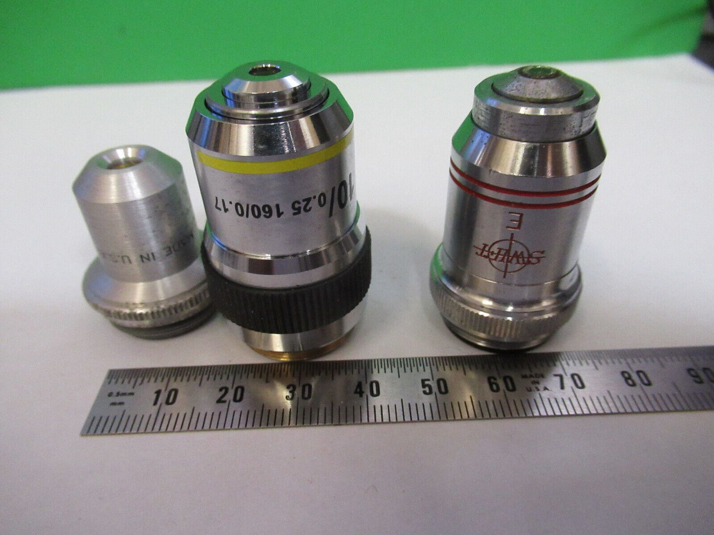 LOT 2 ea OBJECTIVES  GENERIC 3.5X 10X 40X MICROSCOPE PART AS PICTURED &R4-A-53