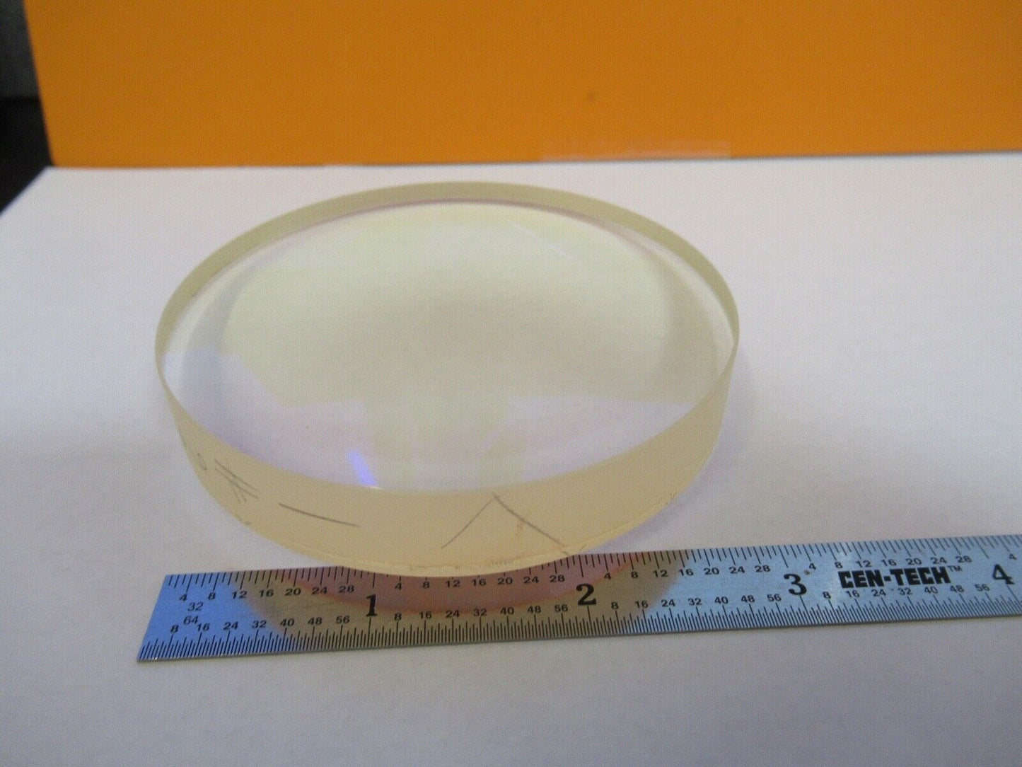 OPTICAL FLAT LARGE BI CONVEX GLASS LENS LASER OPTICS AS PICTURED &27-A-52