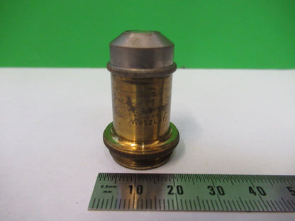 ANTIQUE BRASS E. LEITZ OBJECTIVE LENS "3" MICROSCOPE PART AS PICTURED Z4-B-59