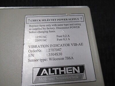 ALTHEN GERMANY READER DISPLAY VIBRATION MONITOR WITHOUT SENSOR AS PICTURED &TD-4