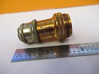 OBJECTIVE ANTIQUE BRASS LEITZ 100X OPTICS MICROSCOPE PART AS PICTURED &G1-A-75