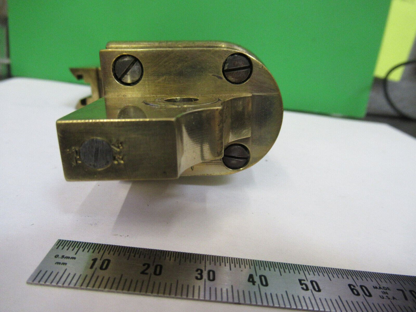 BAUSCH LOMB ANTIQUE BRASS STAGE SUPPORT MICROSCOPE PART AS PICTURED #W5-B-11