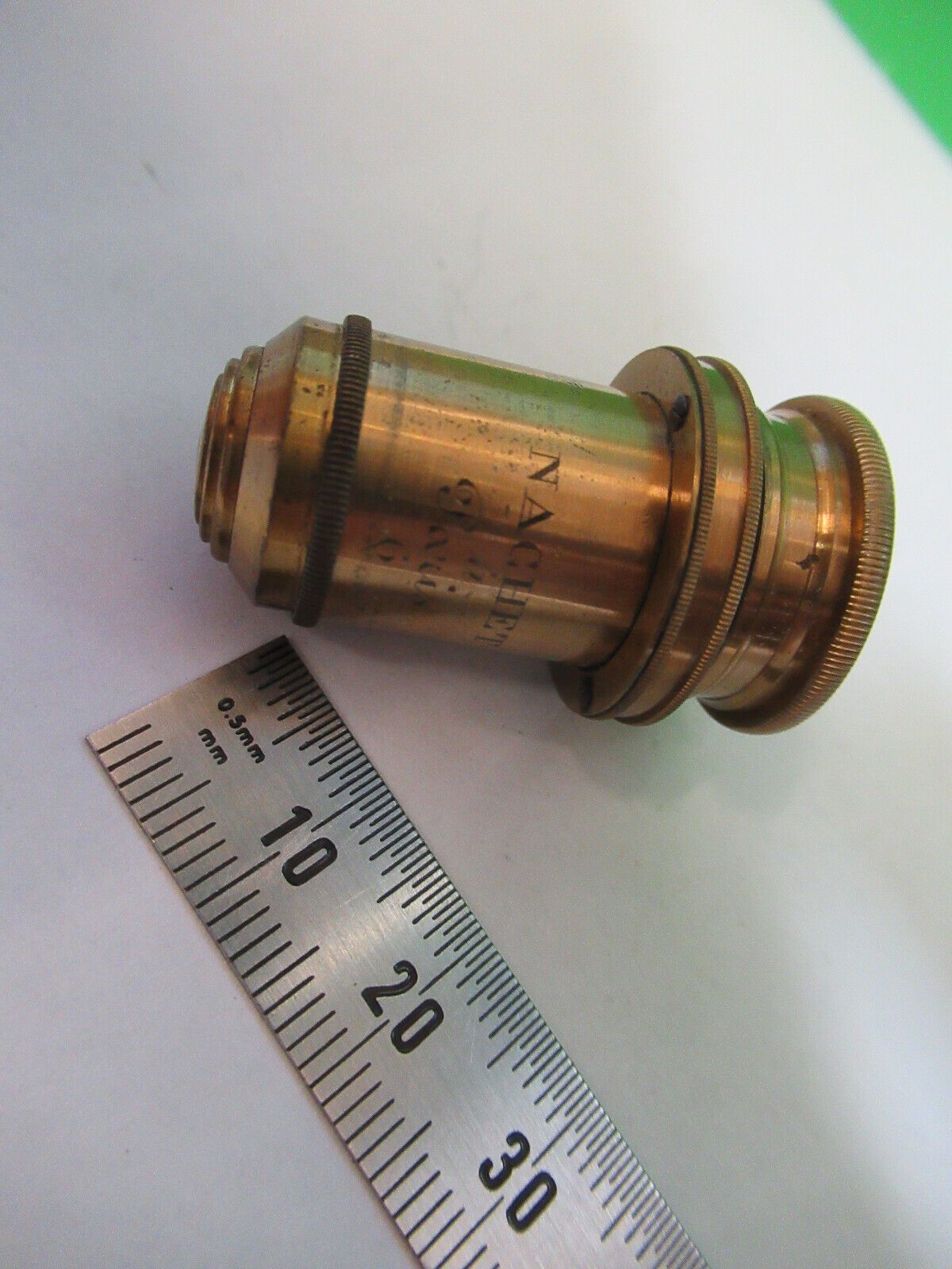 RARE ANTIQUE BRASS NACHET PARIS OBJECTIVE MICROSCOPE PART AS PICTURED &P2-B-67