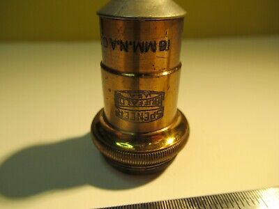 ANTIQUE BRASS OBJECTIVE SPENCER 10mm OPTICS MICROSCOPE as pictured &14-C-06