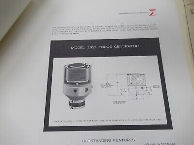 ENDEVCO VINTAGE INSTRUCTIONS MANUAL 2953 FORCE GENERATOR AS PICTURED &50-FT-04