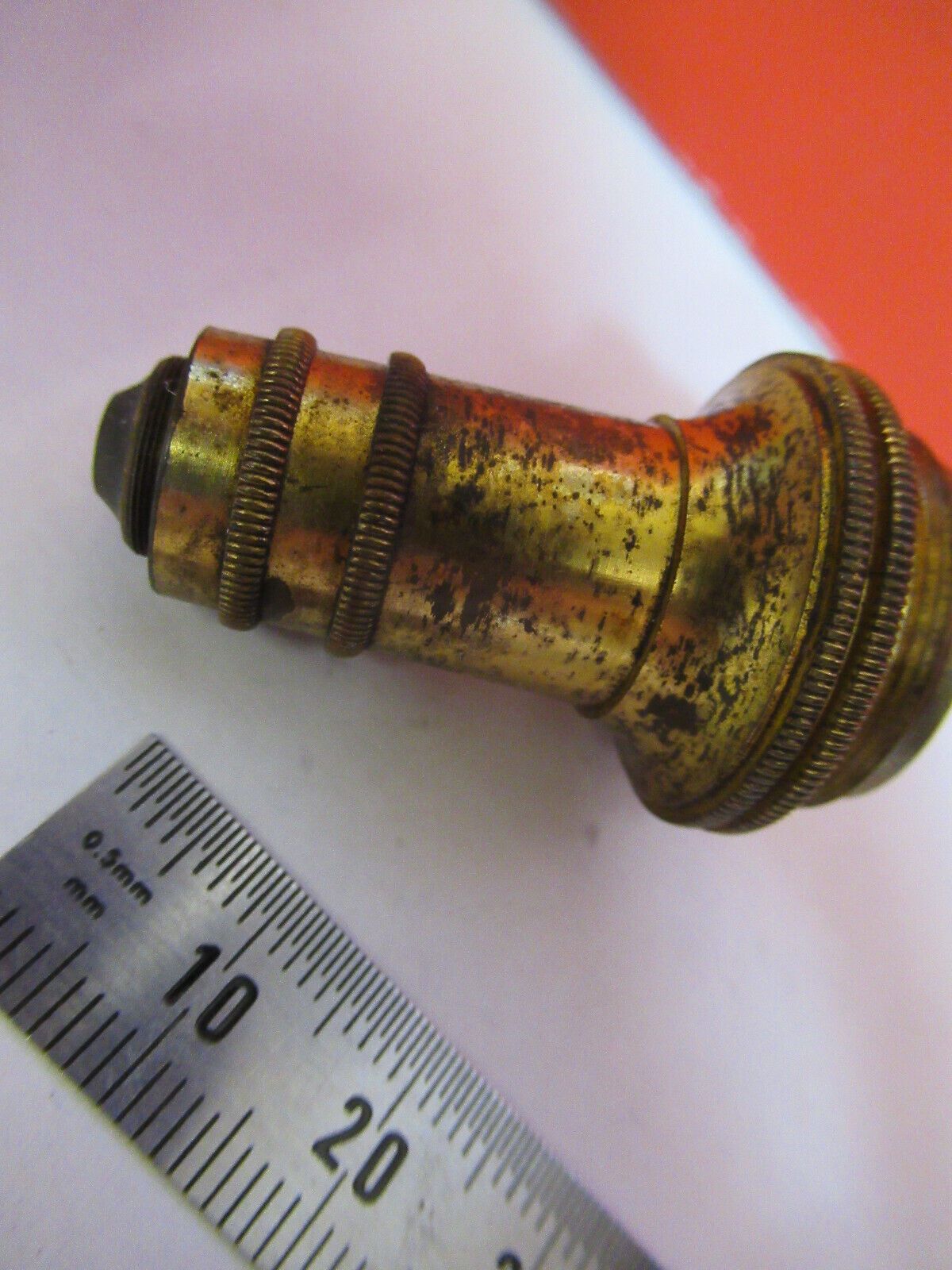 ANTIQUE BRASS KORISTKA ITALY OBJECTIVE 8 MICROSCOPE PART AS PICTURED &H9-B-58