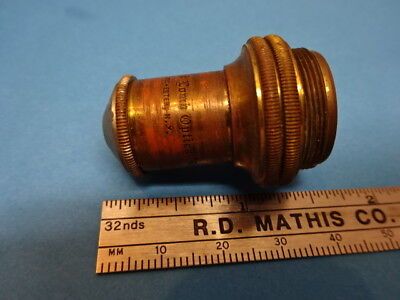 MICROSCOPE PART OPTICAL OBJECTIVE ANTIQUE BRASS BAUSCH LOMB OPTICS AS IS #90-47