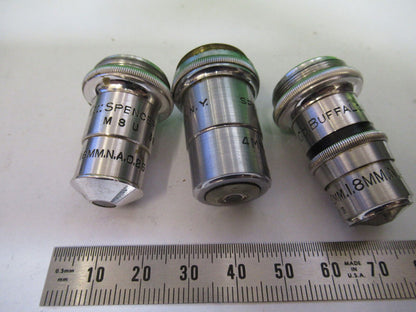 LOT SPENCER OBJECTIVE 10X 44X 95X MICROSCOPE PART OPTICS AS PICTURED AO Z6-A-105