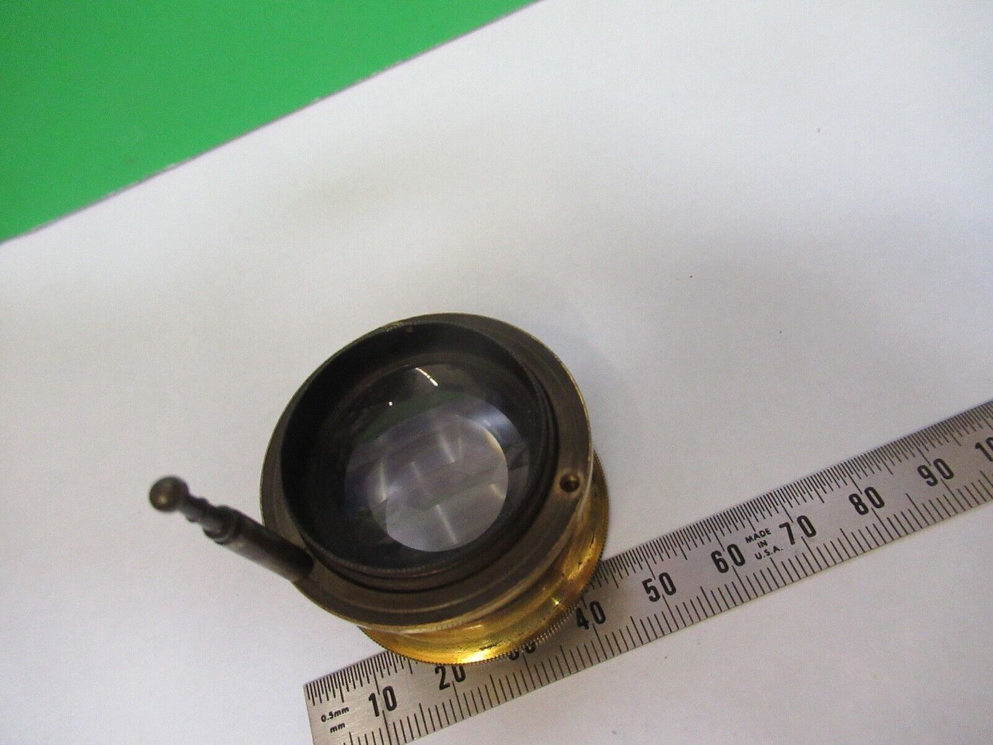 ANTIQUE BRASS PIECE MOUNTED LENS CONDENSER UK MICROSCOPE PART F8-B-09