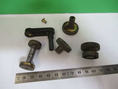 ANTIQUE BRASS ERNST LEITZ KNOBS SPANNER ETC MICROSCOPE PART AS PICTURED #H3-A-47