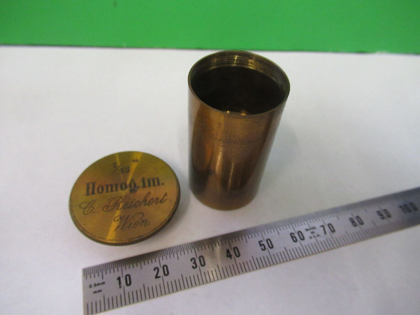 ANTIQUE BRASS Reichert Austria RARE EMPTY OBJECTIVE CANISTER AS PICTURED &5-b-16