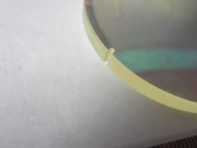 LARGE OPTICAL CONVEX CONCAVE NOTCHED LENS WITH YELLOW TINT LASER OPTICS BN#34-56