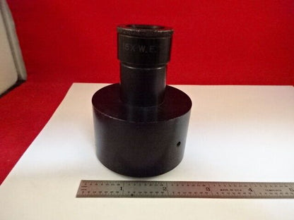 MICROSCOPE PART RARE 15X WF EYEPIECE LARGE DOVETAIL LENS OPTICS AS IS #P6-C-95