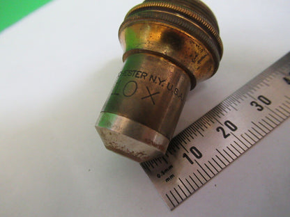 ANTIQUE BRASS BAUSCH LOMB  OBJECTIVE 10X MICROSCOPE PART AS PICTURED Z5-A-42