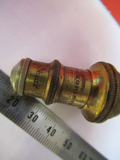 ANTIQUE BRASS KORISTKA ITALY OBJECTIVE 8 MICROSCOPE PART AS PICTURED &H9-B-57