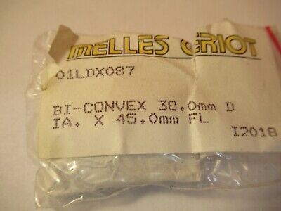 OPTICAL MELLES GRIOT BI CONVEX LENS 30mm dia 45 FL OPTICS AS PICTURED &T6-A-08