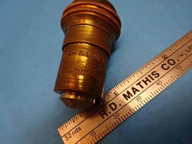 ANTIQUE BRASS MICROSCOPE PART OBJECTIVE 43X BAUSCH LOMB OPTICS AS IS  #90-46