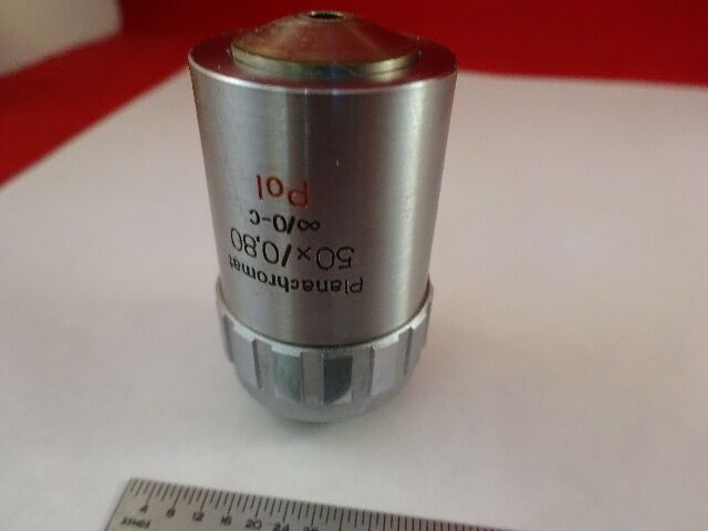 MICROSCOPE PART OBJECTIVE AUS JENA GERMAN 50X POL PLANACHRO OPTICS AS IS #F2-A-6