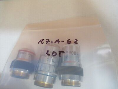 lot 3 ea assorted 4x 40x 100x /160 OBJECTIVE MICROSCOPE PART AS PICTURED R7-A-62