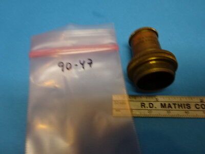 MICROSCOPE PART OPTICAL OBJECTIVE ANTIQUE BRASS BAUSCH LOMB OPTICS AS IS #90-47