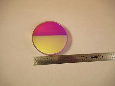 OPTICAL FLAT DICHROIC COATING MIRROR 2" DIAMETER 1/10 WAVE OPTICS AS IS &FT-1-29