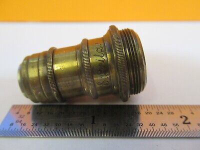 ANTIQUE BRASS ERNST LEITZ 1/12 OBJECTIVE MICROSCOPE PART AS PICTURED &7B-B-21