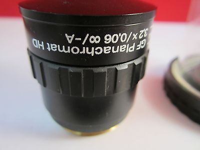 OPTICAL MICROSCOPE OBJECTIVE AUS JENA 3.2X INFINITY PLAN ACHRO OPTICS BIN#C6