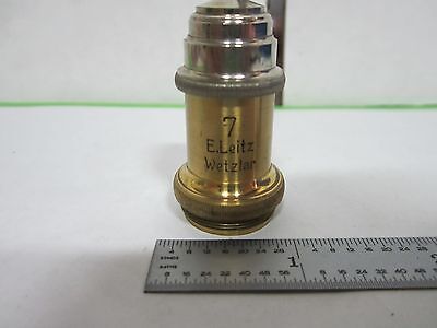 ANTIQUE MICROSCOPE PART BRASS OBJECTIVE 7 LEITZ GERMANY OPTICS #K1-97ii