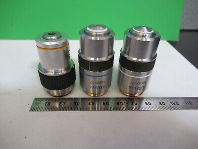 LOT 3 EA 10X 40X 100X /160 LENSES OBJECTIVE MICROSCOPE PART AS PICTURED &R7-B-12