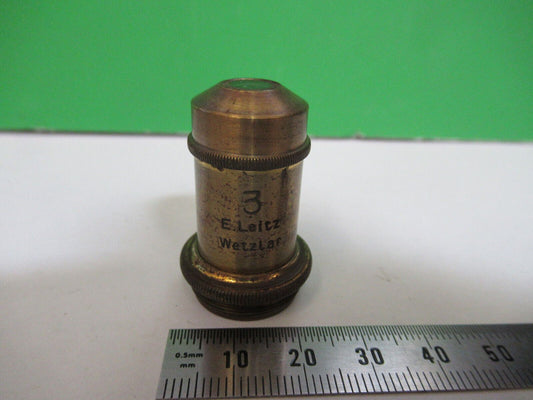 ANTIQUE BRASS ERNST LEITZ  "3"  OBJECTIVE MICROSCOPE AS PICTURED #H3-A-28