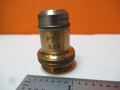 ANTIQUE LEITZ GERMANY POL OBJECTIVE 3.2X P1 MICROSCOPE OPTICS AS PIC &16-B-11