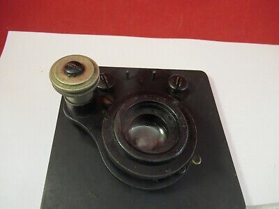 ANTIQUE BRASS STAGE + CONDENSER SPENCER BUFFALO MICROSCOPE PART AS PIC &FT-5-194