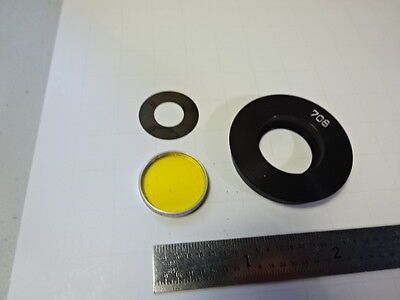 MICROSCOPE PART AO AMERICAN ROUND YELLOW 708 FILTER OPTICS AS IS B#AE-69