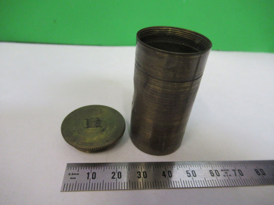 ANTIQUE EMPTY BRASS CAN for OBJECTIVE  MICROSCOPE PART AS PICTURED &Z7-A-38