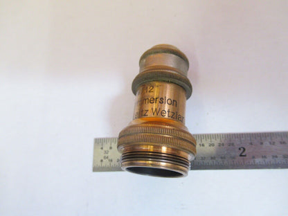 ANTIQUE ERNST LEITZ OBJECTIVE 1/12 OPTICS MICROSCOPE PART AS PICTURED &8M-A-86B