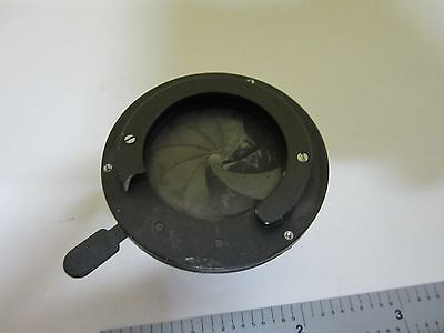 MICROSCOPE PART CONDENSER LENS + IRIS OPTICS AS IS BIN#T9-11