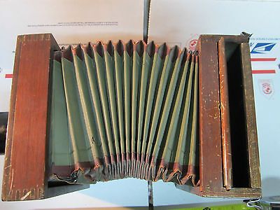 ANTIQUE FILM WOOD CAMERA ACCORDION  ALPHAX SHUTTER  COLLECTABLE