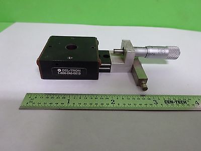 OPTICAL POSITIONING DEL-TRON + STARRETT MICROMETER for optics AS IS  BIN#Y7-H-06