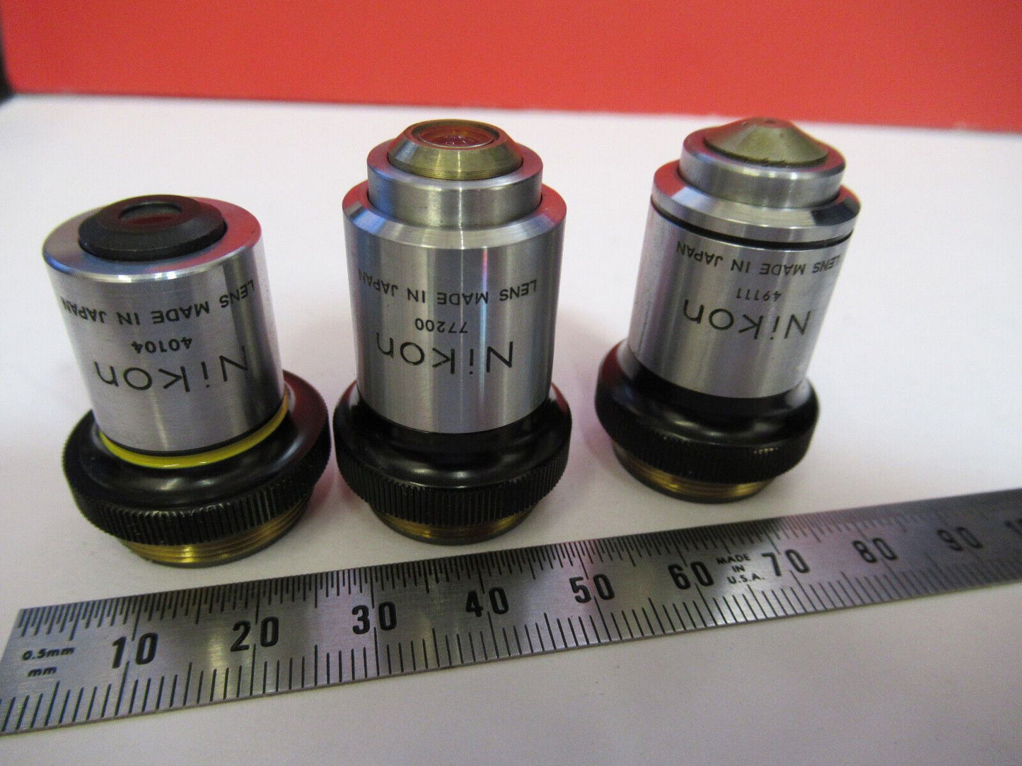 LOT OBJECTIVES LENSES NIKON JAPAN OPTICS MICROSCOPE PART AS PICTURED y7-b-23