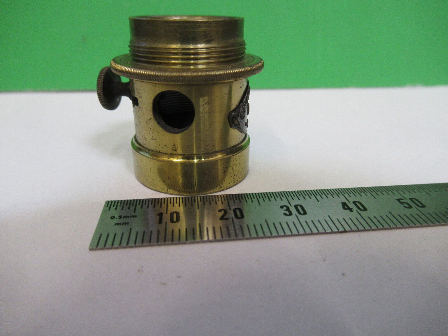 ANTIQUE BRASS VERTICAL ILLUMINATOR SMITH BECK MICROSCOPE PART AS PIC &R6-A-87