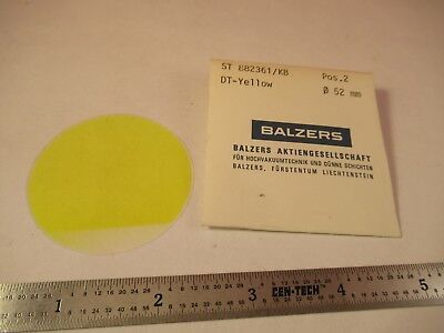 OPTICAL FILTER YELLOW BALZERS VERY THIN LIECHTENSTEIN OPTICS AS PICTURED 84-B-53