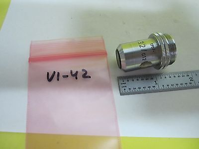 MICROSCOPE PART OBJECTIVE LEITZ GERMANY 3.2X P OPTICS BIN#U1-42