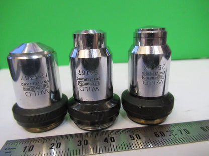 LOT 3 EA WILD M20 OBJECTIVE 10X 40X 100X MICROSCOPE PART AS PICTURED #R1-B-33