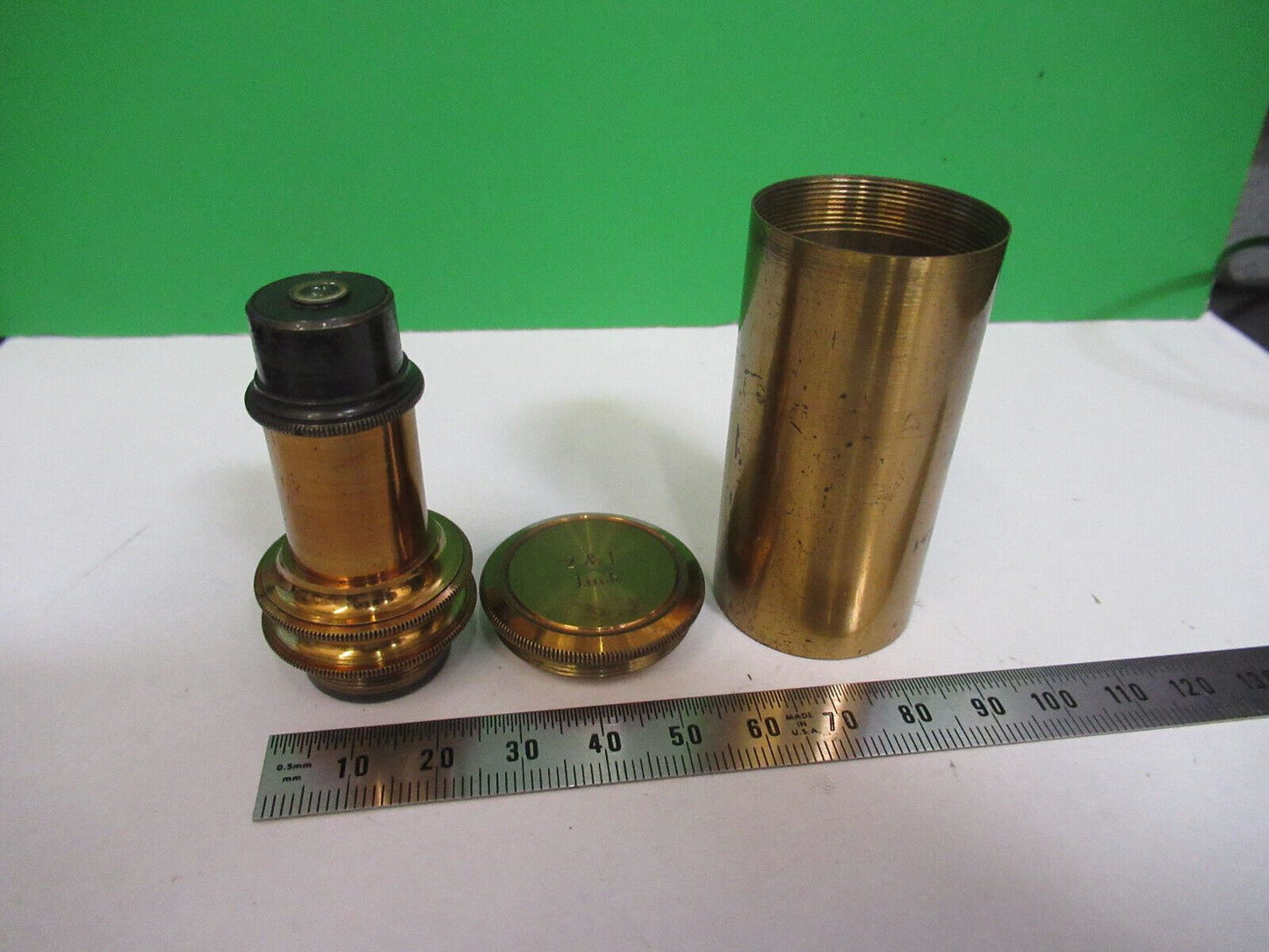 ANTIQUE POWELL BRASS UK OBJECTIVE RARE MICROSCOPE PART AS PICTURED R2-B-28