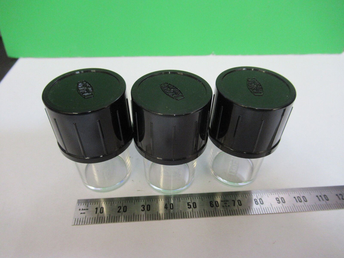 OLYMPUS   LOT 3ea PLASTIC EMPTY OBJECTIVE CAN MICROSCOPE PART AS PIC &P4-B-89