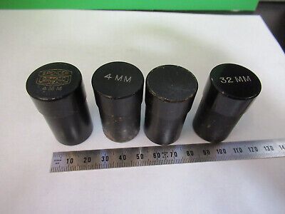 LOT 4 EA EMPTY BRASS SPENCER OBJECTIVE CANS MICROSCOPE AS PICTURED &Q9-A-12