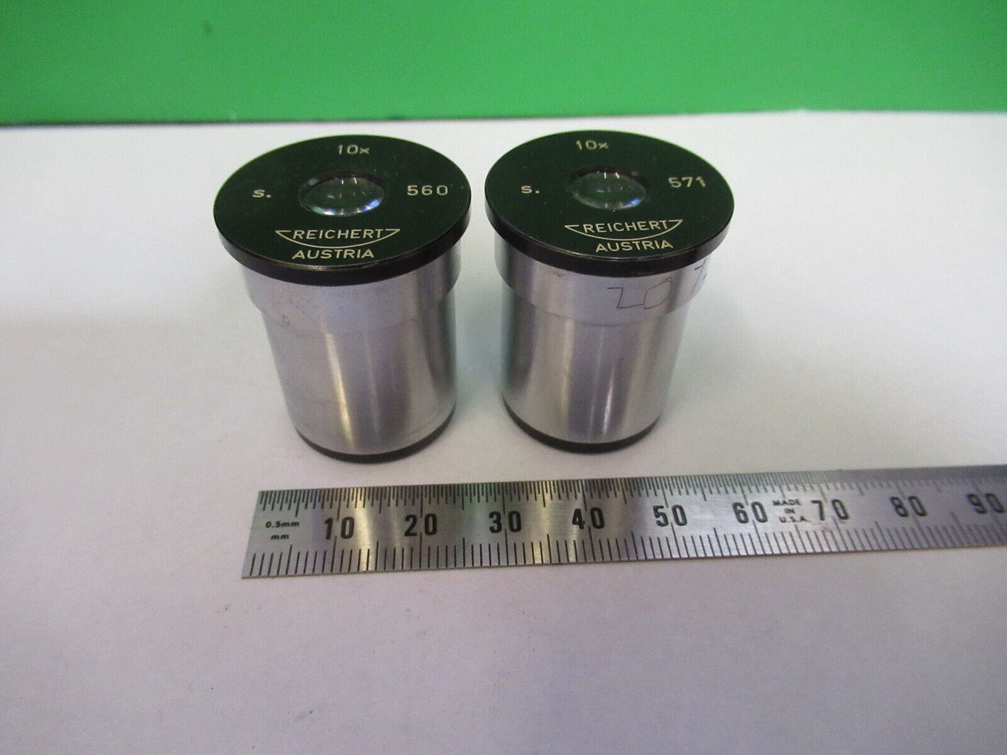 REICHERT AUSTRIA EYEPIECE 10X PAIR OPTICS MICROSCOPE  PART AS PICTURED #H9-C-21