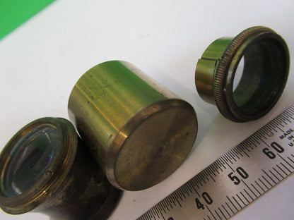 ANTIQUE BRASS HENRY CROUCH UK LOT LENS MOUNTED MICROSCOPE PART AS PIC &G2-A-74