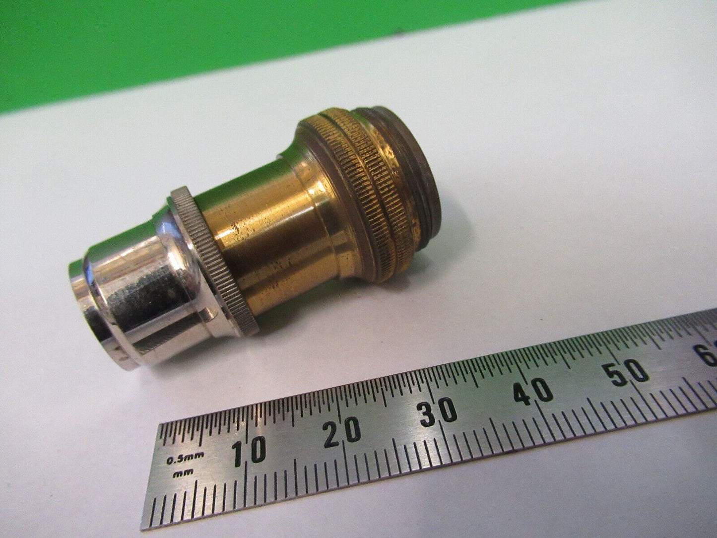 ANTIQUE BRASS UNKNOWN OBJECTIVE LENS "7" MICROSCOPE PART AS PICTURED Z4-B-56